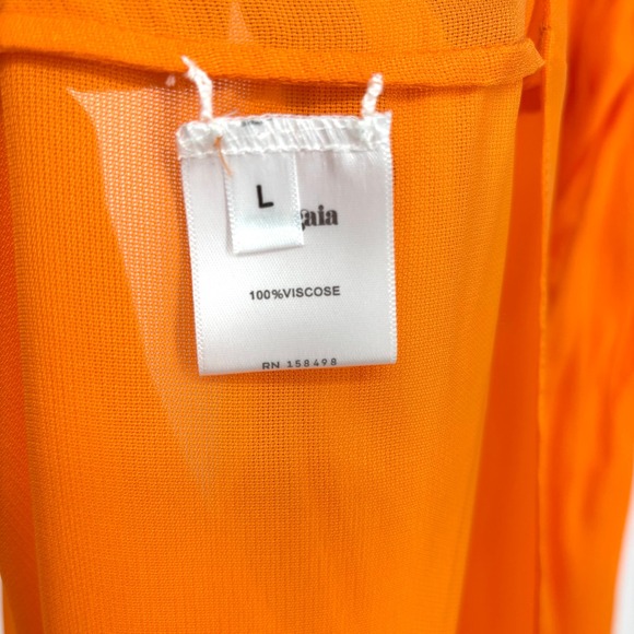 Cult Gaia Sloane Orange Halter Maxi‎ Dress Sz Large Open Back Resort Beach - Picture 5 of 13